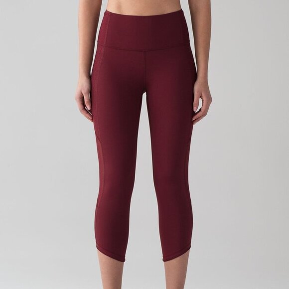 Lululemon Mesh Panel Body Con Crop Leggings Size 4 - Picture 1 of 8